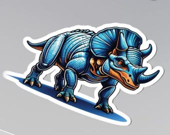 Blauer Triceratops Aufkleber, Dinosaurier Aufkleber, Dinosaurier Aufkleber für Kinder, Dinosaurier Aufkleber, Dinosaurier Aufkleber, Laptop Aufkleber
