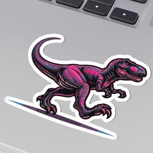 Pink T-Rex Sticker, Tyrannosaurus Rex Sticker, T-Rex Decal, Dinosaur Sticker, Dinosaur Sticker for Kids, Dino Stickers, Laptop Sticker