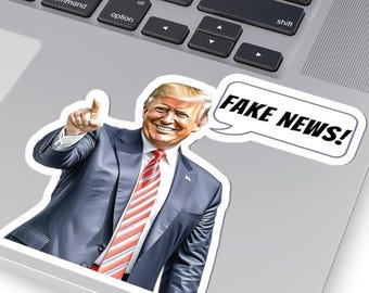 Naklejka z fałszywymi wiadomościami o Trumpie, naklejka z Trumpem wskazującym palcem, zabawny Trump, naklejka z Trumpem, naklejka z memem o Trumpie, naklejka na laptopa