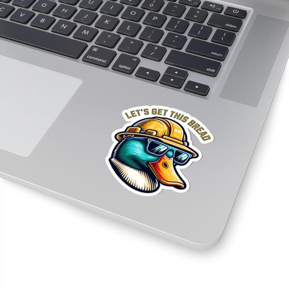 Construction Worker Duck Sticker: "Let's Get This Bread" Funny Hard Hat Decal