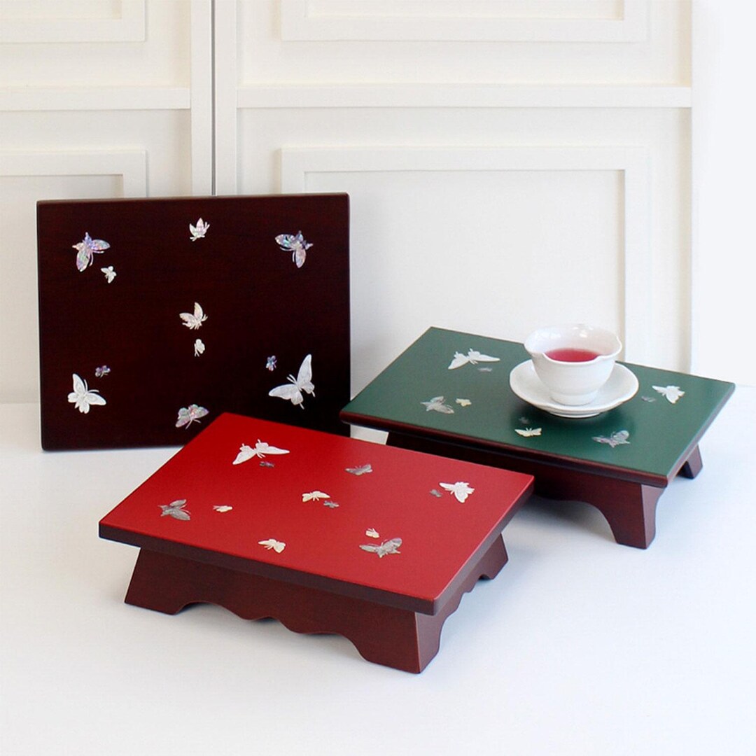 Korean Butterfly Mini Tea Table – Handmade Mother-of-pearl Najeon ...