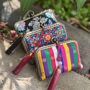 Handmade Korean Frame Wallet, Traditional Saekdong, Dancheong & Najeon Pattern, Fabric