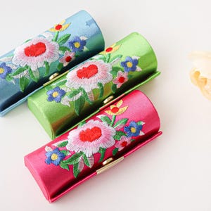 Korean Embroidered Silk Lipstick Case | Traditional Seal Holder | Ships in Assorted Colors