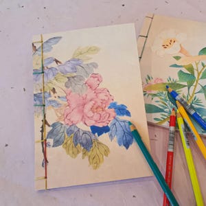 Koreansk Hanji-anteckningsbok | Minhwa folkkonstblommig anteckningsbok (set om 2)