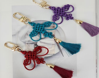 Llavero Norigae con nudo de mariposa: abalorio de borla coreano hecho a mano/regalo de bendición