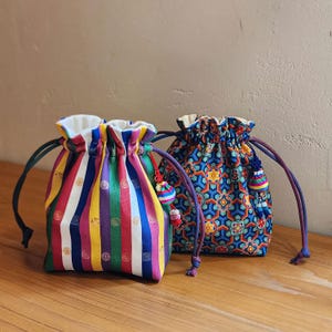 Handmade Korean Linen Bokjumeoni Pouch, Traditional Lucky Drawstring Gift Bag