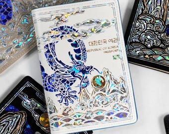 Blue Dragon koreanische Passhülle: Perlmutt-Design, RFID-Blockierung