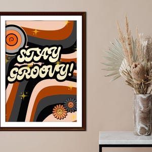 70s Retro Wall Art, Vintage Aesthetic Digital Print, Groovy Printable Poster