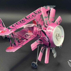 Coca Cola Cherry Zero Sugar Pop Cans Airplane:  Pops Planes (Made from empty soda pop cans)