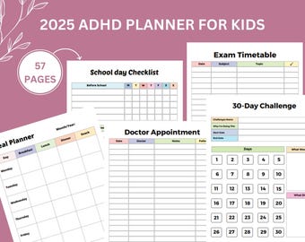 2025 ADHD Planner for Kids | Visual Schedule | Routine Chart | Behavior Tracker | Printable Child Organizer