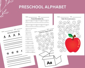 108 Preschool Alphabet | Printable Activity Worksheets | Trace Write the Letter | Dab Lowercase Uppercase