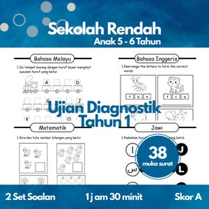 Ujian Diagnóstico Tahun 1 | 2 Conjunto Contoh Soalan | Bahasa Melayu | Inglês | Matemática | Javi | Formatar PDF | Bahan Belajar Digital