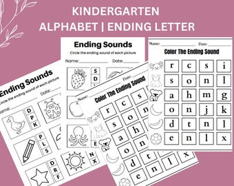 Alphabet Ending Sound | Coloring & Circle Letter | Printable for Kindergarten (Digital Download)