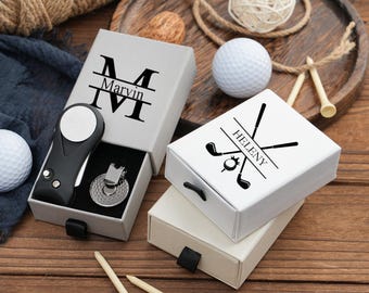 Set de regalo de golf personalizado: marcador de bola grabado, regalo para padrinos de boda