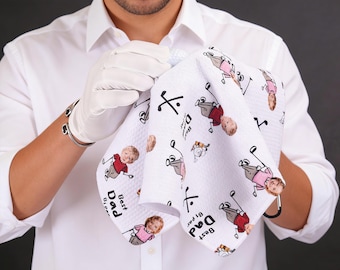 Custom Photo Golf Towel – Personalized Dad Gift, Microfiber Golf Club Rag