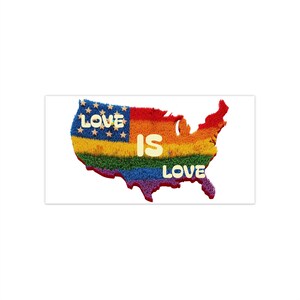 Pride Autoaufkleber | Liebe ist Liebe | LGBTQ+ Auto Aufkleber | Regenbogen Landkarte USA | Niedliches Fahrzeugzubehör, Affirmation Aufkleber