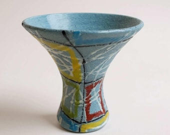 Mid-Century Italian Vase – Hand Painted Abstract Geometric Design (Marked 702 Italy