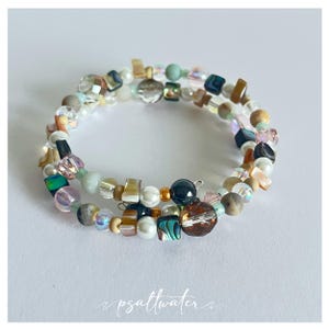 Beaded Bracelet Wrap - Abalone, Natural Shell, Faceted Glass, Various Glass Beads, and Amazonite