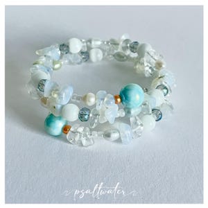 Beaded Bracelet Wrap - Moonstone, Glass Chip Beads, Faceted Glass, Freshwater and Faux Pearls