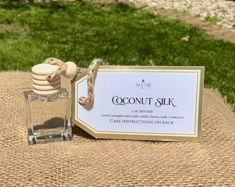 Diffuseur de voiture en soie de noix de coco : noix de coco | ananas | musc | palmier | vanille | banane | tonka | bois de santal