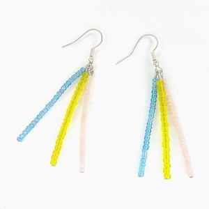 Pansexual themed pride flag tassel dangle earrings, Lgbtq jewelry gift for him her
