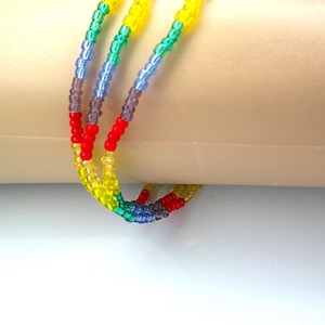 Multi strand rainbow pride lgbtq beaded stretch bracelet, Lgbtq jewelry gift for him her, Shipping upgrade available
