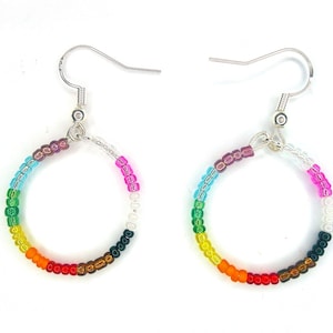 Progress pride flag earrings- Lgbtq hoops- Rainbow jewelry- Hypoallergenic jewelry gift for her him