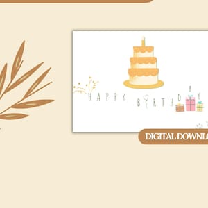 Happy Birthday Greeting E-Card, Digital Download, Printable