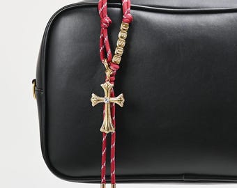 Custom Name Rope Bag Charm, 24 Colors & 3 Cross, Personalized Keychain, Handmade Paracord Accessory