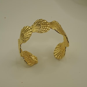 Gold Seashell Cuff Bracelet, Adjustable Shell Bracelet
