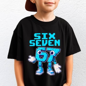 Six Seven Brainrot Italian Shirt: 6 7 Pixel Gamer Graphic Kids Gaming Funny Birthday Tee