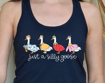 Silly Goose On The Loose Tank Top Funny Goose Tank, Silly Goose Tank Trendy Graphic Tank Cute Goose Women Tank, Gag Tank Top, Goose Meme Tee