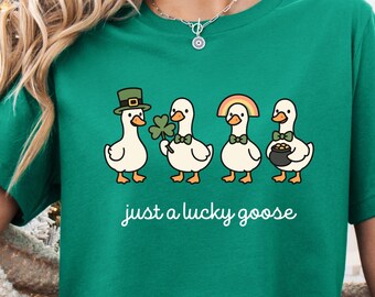 Funny St. Patrick's Day Silly Goose Shirt: Holiday Festive Apparel Lucky Clover Irish Gift