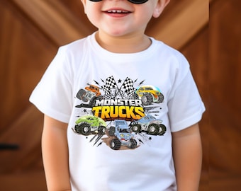 Chemise enfant Monster Truck, chemise pour tout-petit Monster Truck, t-shirt cadeau pour garçons, tenue d'anniversaire de camion de course, t-shirt Monster Truck pour bébé