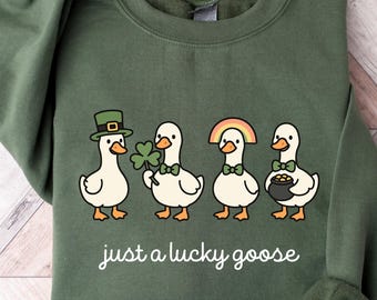 Funny St. Patrick's Day Silly Goose Sweatshirt: Holiday Festive Apparel Lucky Clover Irish Gift