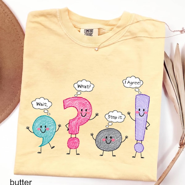 Comfort Colors© Funny Grammar Teacher Shirt, Punctuation English Teacher Gift, Wait What Stop It I Agree TShirt, Back To School, Teacher Day