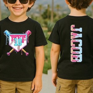 Personalized Baseball Drip Shirt for Kids, Boy Girl Birthday Baseball Shirt,Custom Baseball Drip Tee,Ice Cream Drip Toddler Youth Sport Gift
