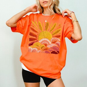 Sunset Beach Shirt, FAUX Chenille Summer T-Shirt, Ocean Sunset Tee, Coastal Aesthetic Shirts, Summer Vacation Gift image 13