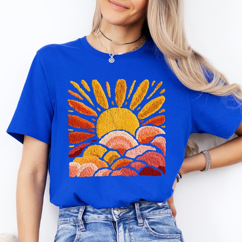 Sunset Beach Shirt, FAUX Chenille Summer T-Shirt, Ocean Sunset Tee, Coastal Aesthetic Shirts, Summer Vacation Gift image 17