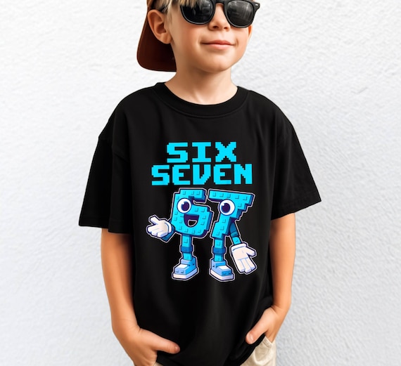Six Seven Brainrot Italian Shirt: 6 7 Pixel Gamer Graphic Kids Gaming Funny Birthday Tee