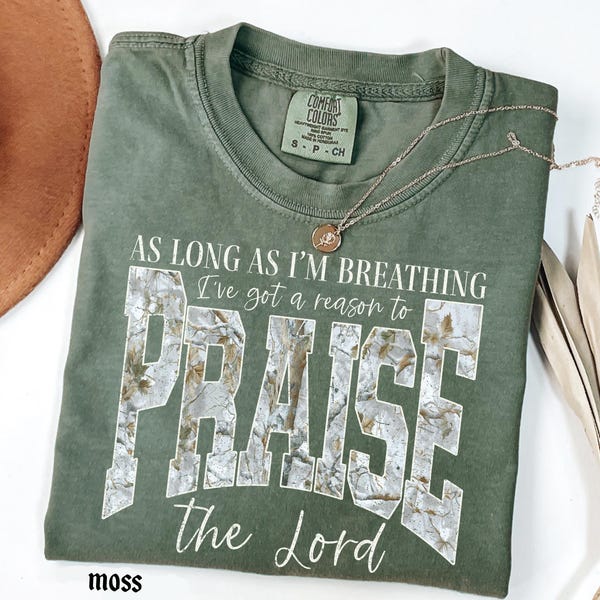 Camisa cristiana Comfort Colors©: Mientras respire tengo una razón para alabar, Camisa Alabar al Señor, Brandon Lake Elevation Worship