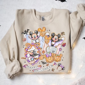 Mickey Halloween Sweatshirt, Disney Halloween Gift Sweatshirt Disney Family Halloween Trip Sweatshirt Mickey Boo Spooky Sweater Faux Glitter