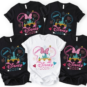 Disney 2025 Custom Family Trip Shirt, Disney Family Vacation Shirt Disneyworld 2025 Family Shirts Disney Personalization Minnie & Mickey Tee