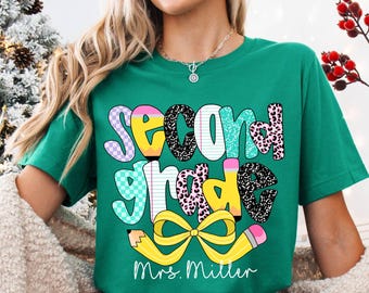 Personalized Second Grade Teacher Shirt, Back To School Tee