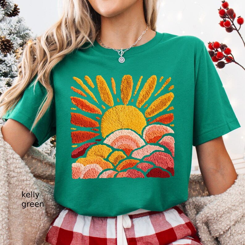 Sunset Beach Shirt, FAUX Chenille Summer T-Shirt, Ocean Sunset Tee, Coastal Aesthetic Shirts, Summer Vacation Gift image 16