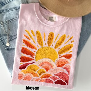 Comfort Colors© Sunset Beach Shirt, FAUX Chenille Summer T-Shirt, Ocean Sunset Tee, Coastal Aesthetic TShirt, Summer Vacation Gift image 17