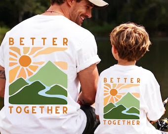 Better Together Sunset Matching Shirt, Retro Dad Son Landscape Tee, Fathers Day Mini Me Gift, Father and Child Outfit