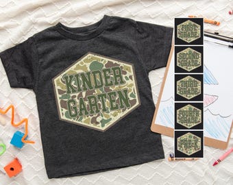 Back To School Boys  Camo School Shirt, Kindergarten Boys, Custom Back To School Kids Shirt, Toddler Preschool Shirt, First Grade Boys Shirt