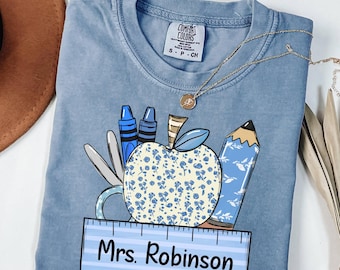 Personalized Comfort Colors Teacher Shirt, Back To School Gift