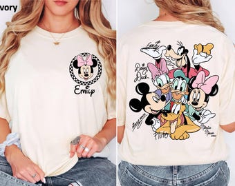 Custom Magical Mouse and Friends Signatures Comfort Colors Shirt, Personalize Magical Kingdom Family Vacation Tee Mouse Era Family 2026 Trip